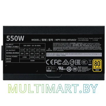 Блок питания Cooler Master V550 Gold 550W (MPY-5501-AFAAGV) картинка 4